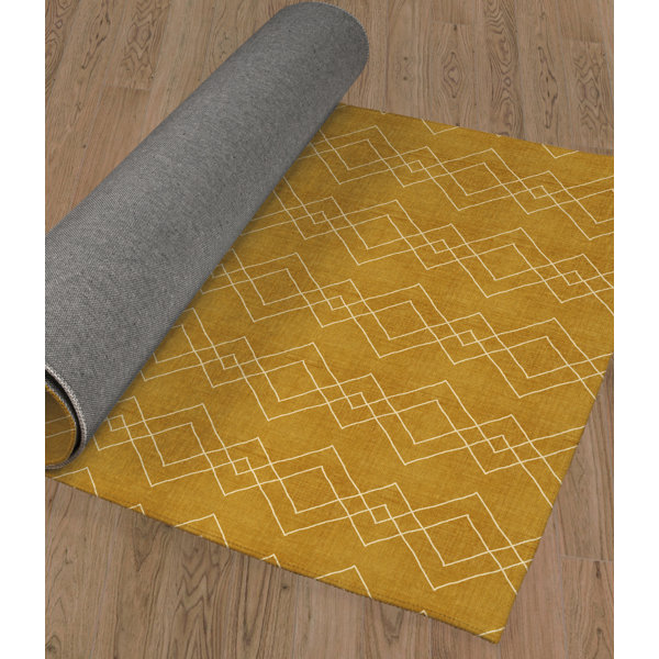 Foundry Select Lori Performance Gold/White Rug Wayfair